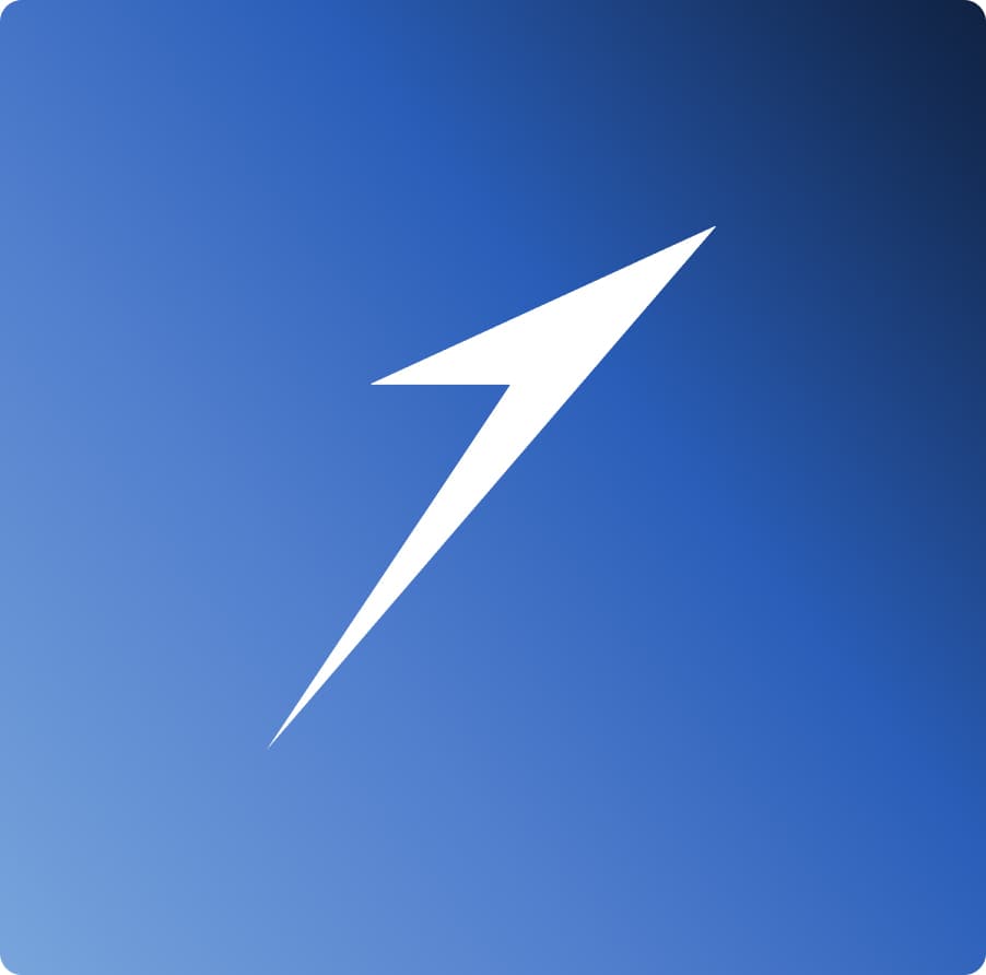 Isar Aerospace lightning logo on blue gradient background